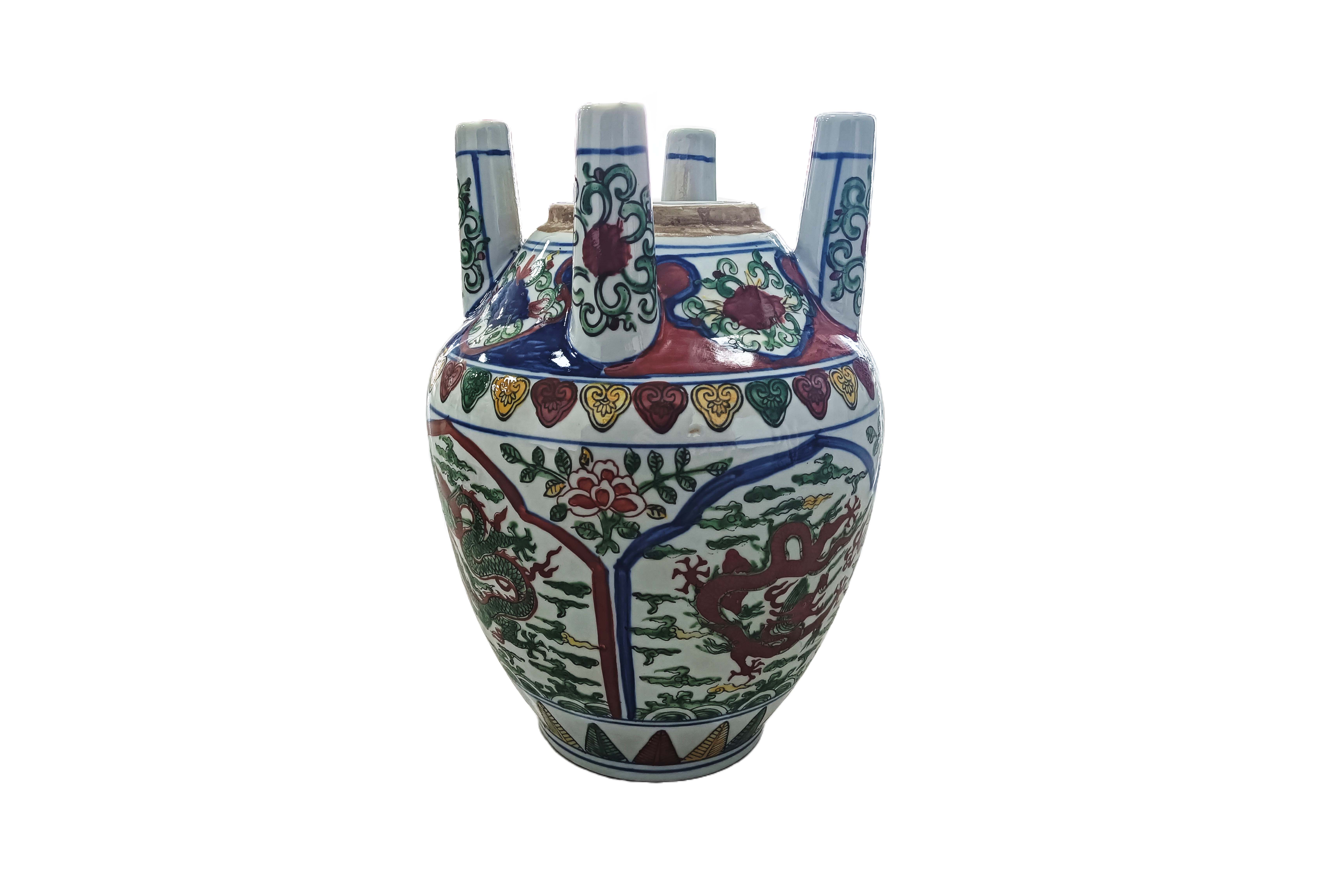 万历款五彩龙纹三管盖罐4