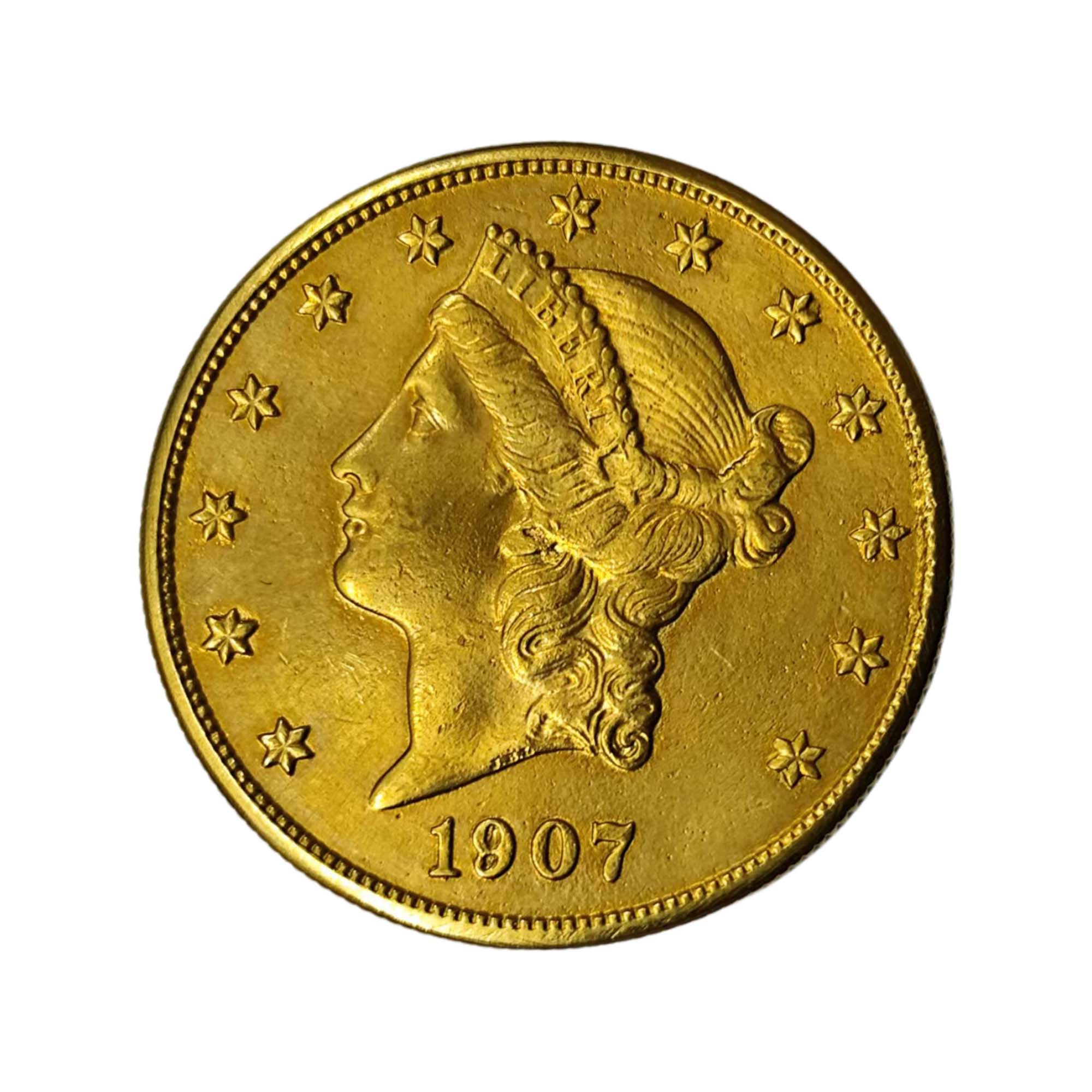 1907年美国自由女神像20美元金币一枚1总质量33.4g